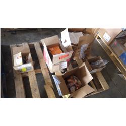 PALLET OF MISC COPPER, BRASS BUSHINGS, FITTINGS AND REPLACEMENT HEADLIGHTS