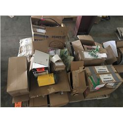 PALLET OF J.D. FILTERS AND PARTS, ALTERNATOR CABLES, BEARINGS, ETC