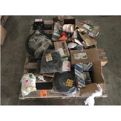 PALLET WITH 12" APPLO BUTTERFLY VALVE, PRESTOLITE 12V ALTERNATOR, FORD BRAKE CALIPER, FILTERS, SPLIT