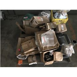 PALLET OF BOBCAT PARTS, INCLUDES MUFFLER, ALTERNATOR, FILTERS, HOSES, ETC.