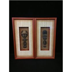 LOT OF 2 INDONESIAN CARVINGS IN SHADOW BOXES