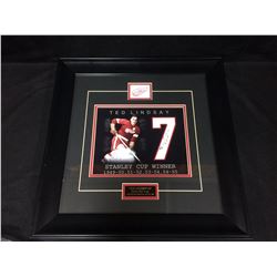 TED LINDSAY AUTOGRAPHED JERSEY NUMBER FRAMED DISPLAY