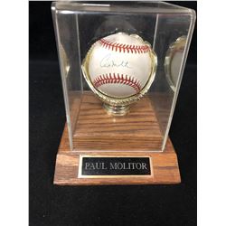 PAUL MOLITAR SIGNED BASEBALL IN DISPLAY CASE