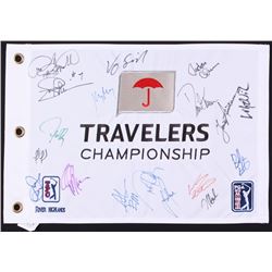 Travelers Championship Pin Flag Signed By (18) SINGH, WATSON, THEISMAN, PESCI W/ (JSA LOA)