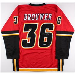 Troy Brouwer Signed Flames Jersey (Beckett COA)