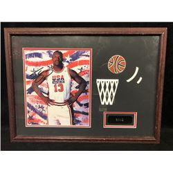 SHAQUILLE O'NEAL SIGNED 18" X 14" FRAMED COLOR PHOTO (TEAM USA)