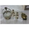 Image 3 : CRYSTAL DISH, BRASS BELL, AND MOCCASINS