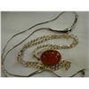 Image 2 : STERLING CHAIN PENDANT AND AMBER STERLING PENDANT