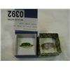 Image 1 : MENS STERLING RING BAND AND GREEN STONE RING
