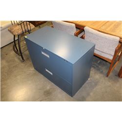 BLUE METAL 2 DRAWER LATERAL FILING CABINET