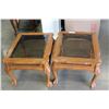 Image 2 : PAIR OF OAK GLASS TOP END TABLES