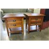 Image 2 : PAIR OF SOLID OAK 2 DRAWER NIGHTSTANDS