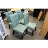 Image 1 : 4 GREEN LEATHER CHAIRS