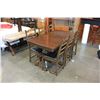 Image 1 : DARK WALNUT DINING TABLE WITH JACKNIFE LEAF AND 6 LEATHER SEAT CHAIRS