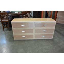 SIX DRAWER GLAZED FINISH MODERN DRESSER