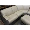 Image 2 : BEIGE LEATHER SECTIONAL AND OTTOMAN
