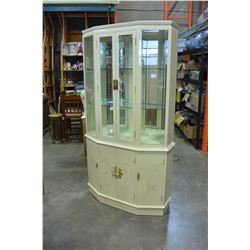 2 PIECE EASTERN WHITE LAQUER CHINA CABINET