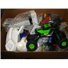 Image 1 : BOX OF ELECTRONICS, EARBUDS, WATER COLOR PAINTS, AND ESTATE GOODS