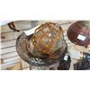 Image 1 : GLASS FISHING FLOAT AND SILVER PLATE AND LEATHER CAMEL