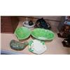 Image 1 : SHELF LOT OF COLLECTIBLE PLATES LEAF DISHES AND FIGURES ETC