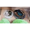 Image 2 : SHELF LOT OF COLLECTIBLE PLATES LEAF DISHES AND FIGURES ETC