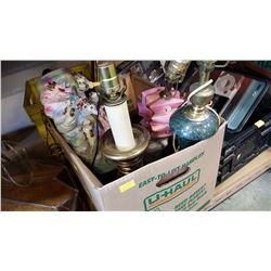 BOX OF VINTAGE LAMPS