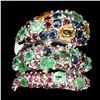 Image 3 : Natural Sapphire Emerald Rhodolite Garnet Ruby Ring