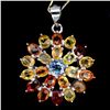Image 1 : Natural Fancy Color Sapphire Flower Pendant