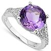 Image 1 : Natural Amethyst & Diamond Ring