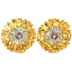NATURAL MULTI COLOR CITRINE AMETHYST & TOPAZ Earrings