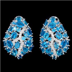 Natural Rare Brazil Neon Blue Apatite Earrings