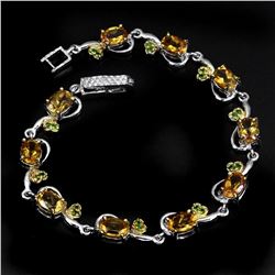 Natural Oval Citrine Chrome Diopside 65 Carats Bracelet