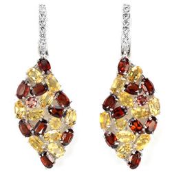 Natural Garnet & Citrine Earrings