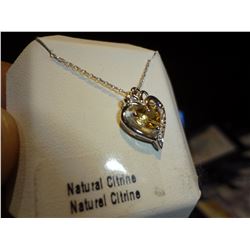 Natural Citrine 925 Necklace with Pendant