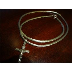 Stirling Silver thread Necklace with Cross