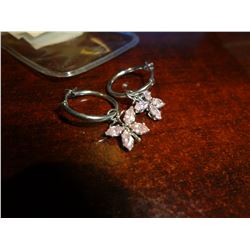 14 K White gold CZ Butterfly Ear Rings Retail $500.00