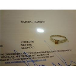10k Gold .22 ct Yellow Diamond Ring Retail $1,000 CAD