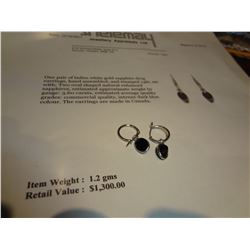 14Kt Gold Sapphire drop ear rings 3.6ct Made in Canada Retail $1,300.00