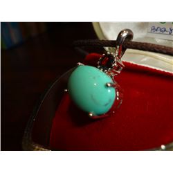 Sterling Silver Turquiose and natural stone pendant on cord Retail $200