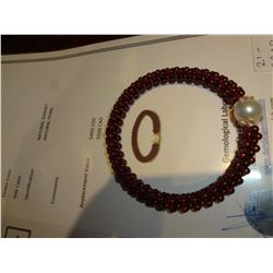 Natural Garnet and Pearl Braclet Retail $500.00