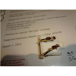 9kt Gold Natural Garnets with Diamonds Retail $550.00