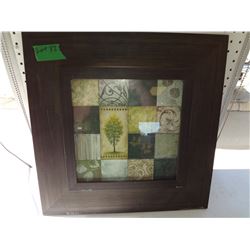 Wooden framed wall picture with tile pictures