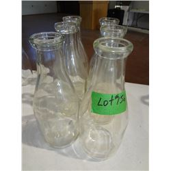 6 Large Round Milk Bottles