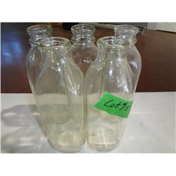 5 Large Square milk Bottles