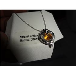 Natural Citrine Pendant on Sterling Silver