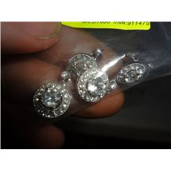 Brass Rodium Plated Crystal Ear Rings
