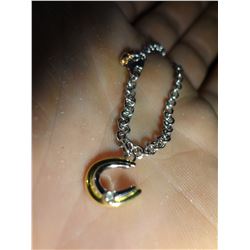 Girls 925 Horse Shoe Penant on braclet with small Diamond