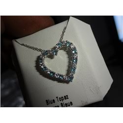 Blue Topaz Sterling Silver Pendant and Chain