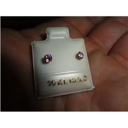 10kt Gold Pink CZ Ear Studs
