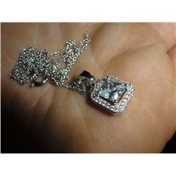 Sterling Silver Chain with Pendant lots of stones